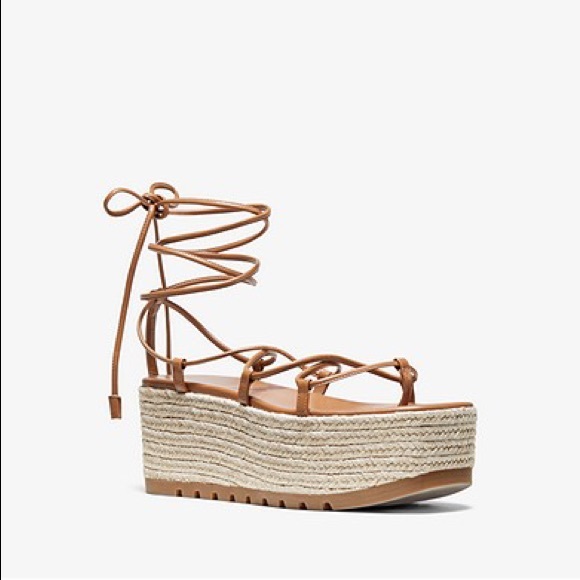 Michael Kors Mabal Leather Flatform Sandal Acorn - Picture 3 of 5